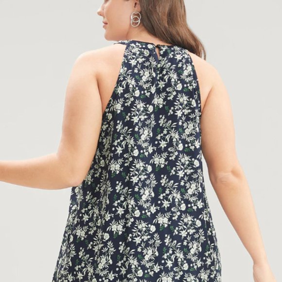 NWT BloomChic Ditsy Floral Halter Keyhole Tank Top - Picture 2 of 2